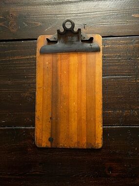 Vintage Wooden Clipboard with Metal Clip - Honey Brown